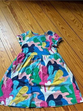Mini Boden Multicolor Abstract Girls' Tee Dress — Pink, Turquoise, Yellow